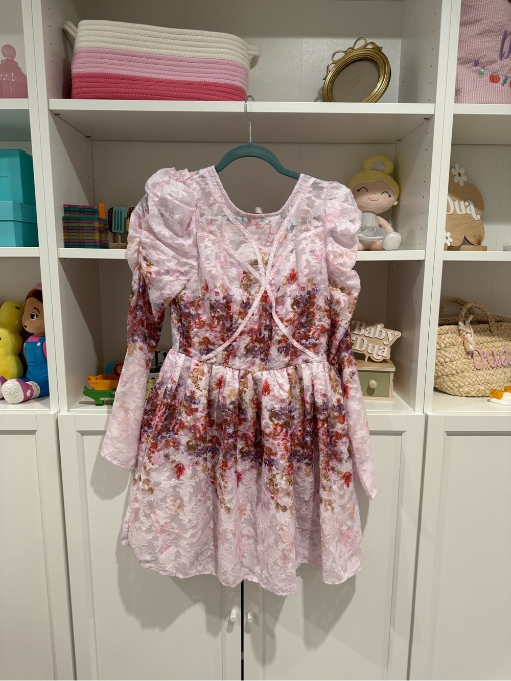 Girls' Pink Floral Lace Party Dress
